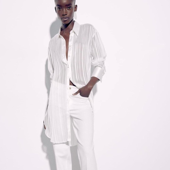 ZARA COMBINED SEMI-TRANSPARENT BLOUSE